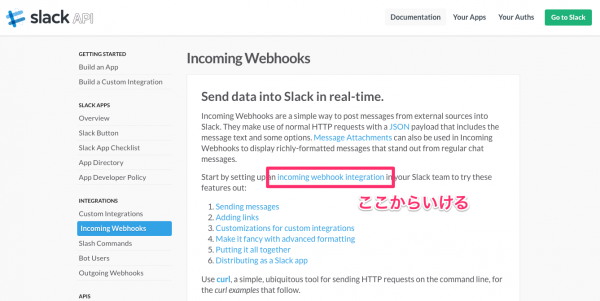 slack incoming webhooks example